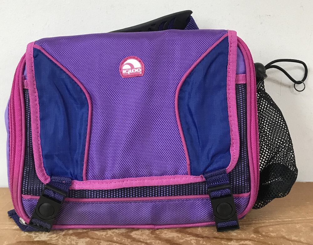 Igloo Purple Pink Insulated Kids Adults Lunchbox Bag Washable Waterproof 9.5"